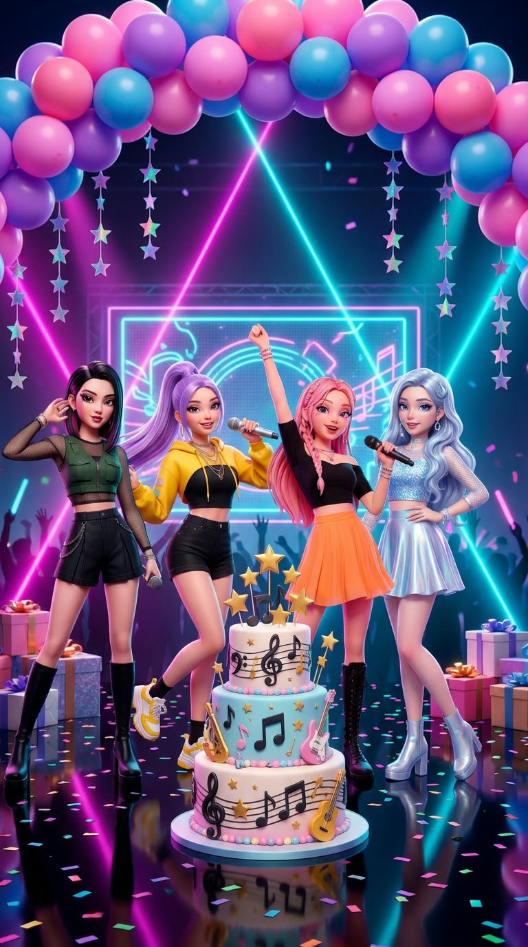 Las guerreras KPop Demon Hunters en su escenario
